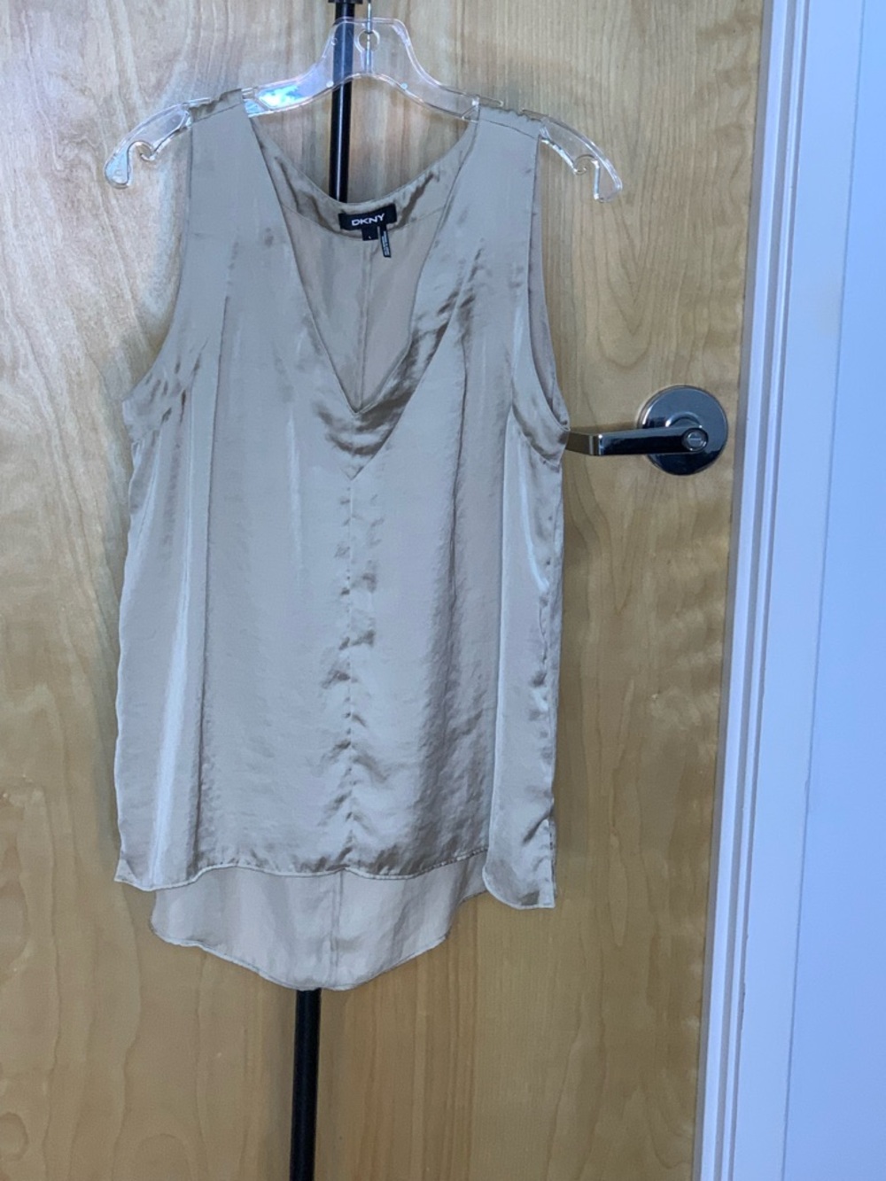 DKNY Beige Satin V-Neck Sleeveless Camisole